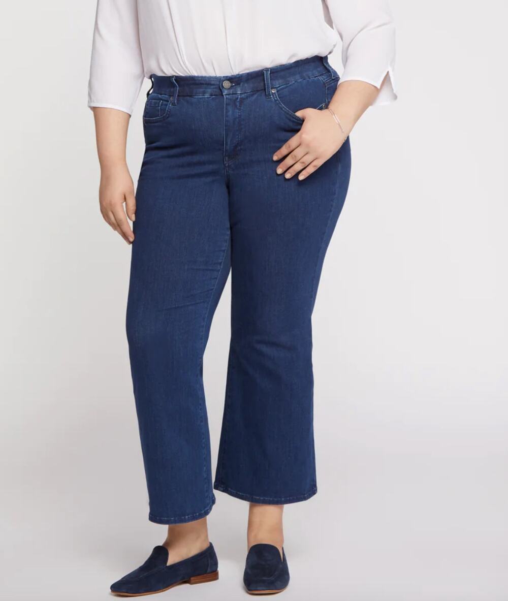 NYDJ Jeans 3X (24W/26W) Relaxed Kick Flare High Rise Ankle LiftTuck Blue Genesis